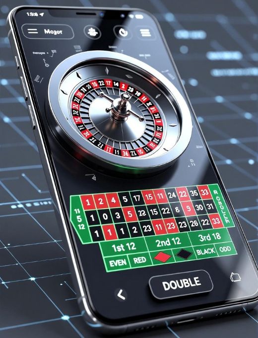 A futuristic online roulette interface on a smartphone